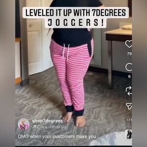 7 degrees Roxy Pink Striped Joggers